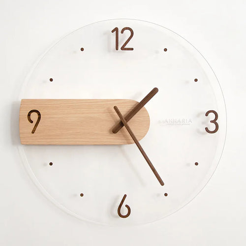 Minimalist Nordic Wall Clock: Creative Solid Wood & Acrylic Glass Home Living Room Decor Clock